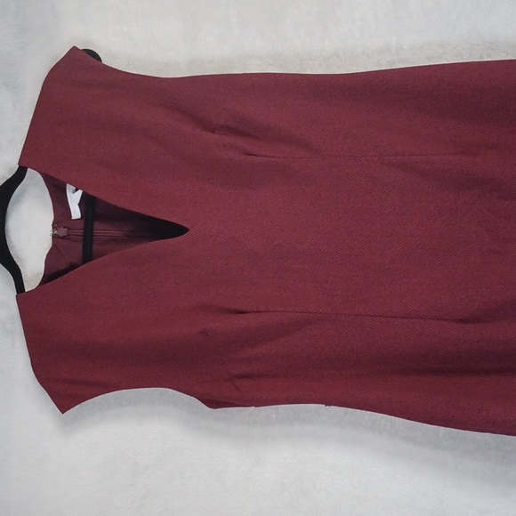 New York & Com Women Stretch Pencil Dress Herringbone Pattern 12 Red Burgundy. - Picture 2 of 13